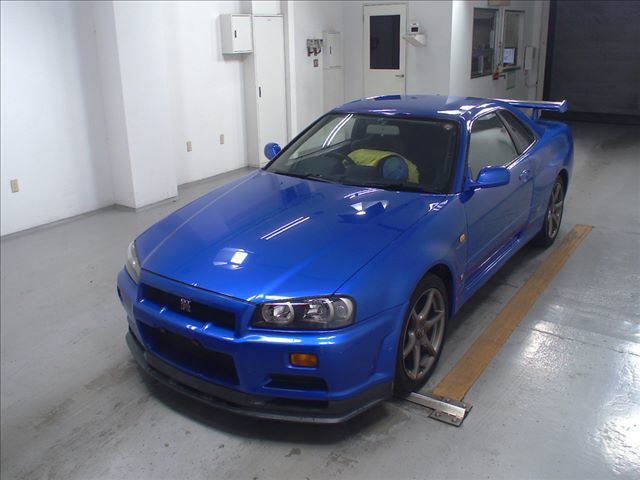 1999 Nissan Skyline R34 GT-R VSpec TV2 Bayside Blue auction left front