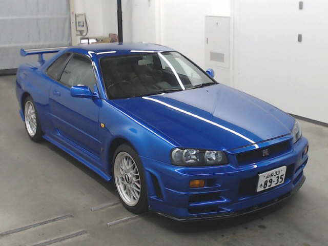 1999 Nissan Skyline R34 GTR VSpec Bayside Blue auction front