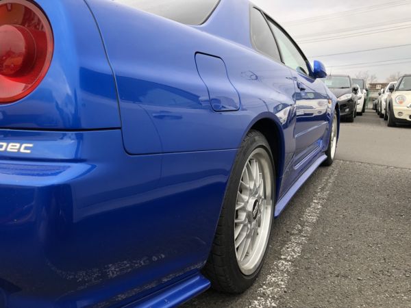 1999 Nissan Skyline R34 GTR VSpec Bayside Blue right rear quarter