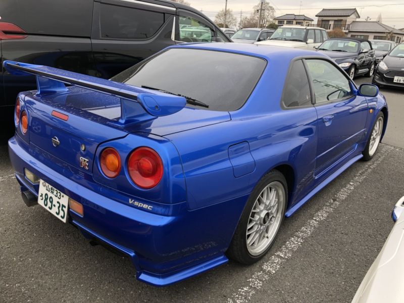 1999 Nissan Skyline R34 GTR VSpec Bayside Blue right rear