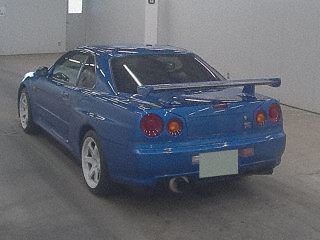 2000 Nissan Skyline R34 GTR VSpec Bayside Blue auction rear
