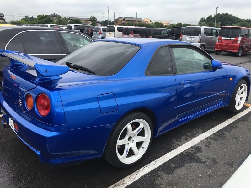 2000 Nissan Skyline R34 GTR VSpec Bayside Blue right rear