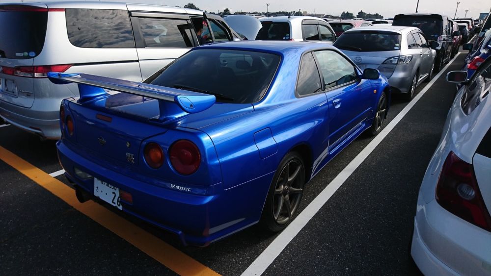 1999 Nissan Skyline R34 GTR VSpec blue right rear